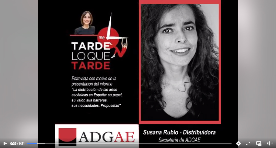 Entrevista en RNE a nuestra compañera y secretaria de ADGAE Asociación de Distribuidores y Gestores de Artes Escénicas Susana Rubio